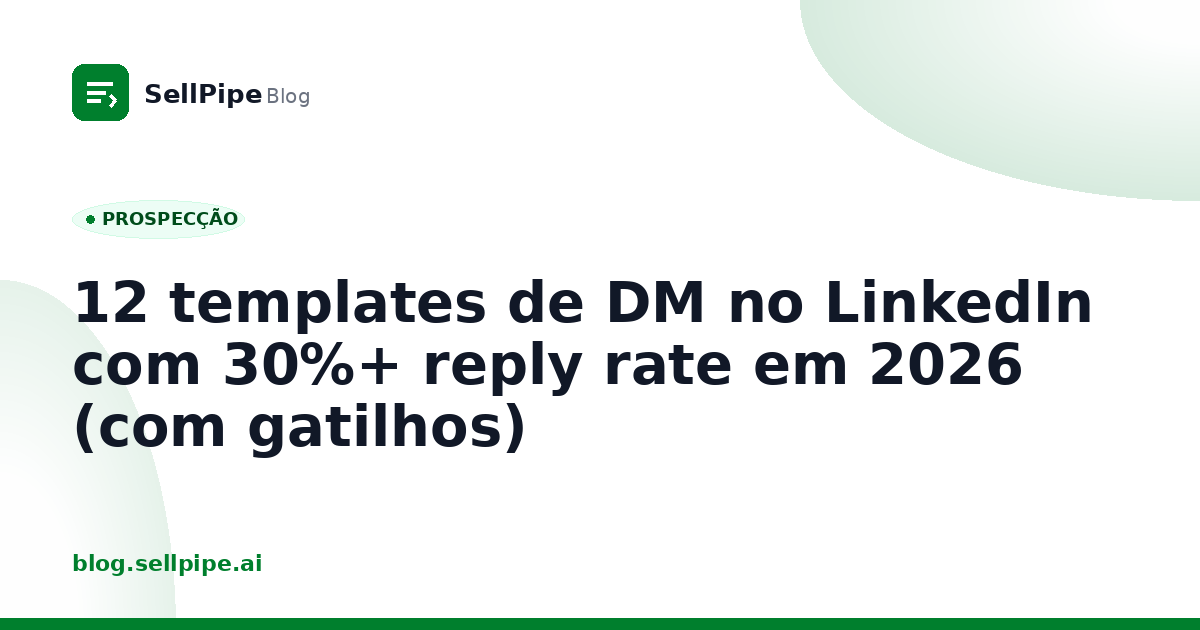 12 templates de DM no LinkedIn com 30%+ reply rate em 2026 (com gatilhos)