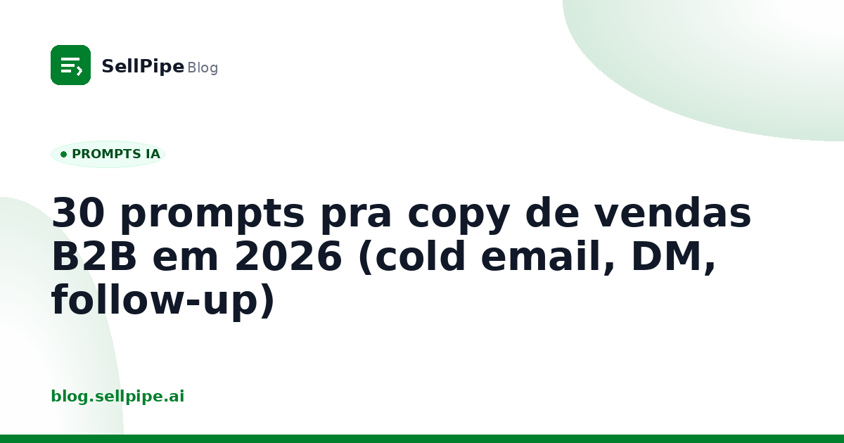 30 prompts pra copy de vendas B2B em 2026 (cold email, DM, follow-up)