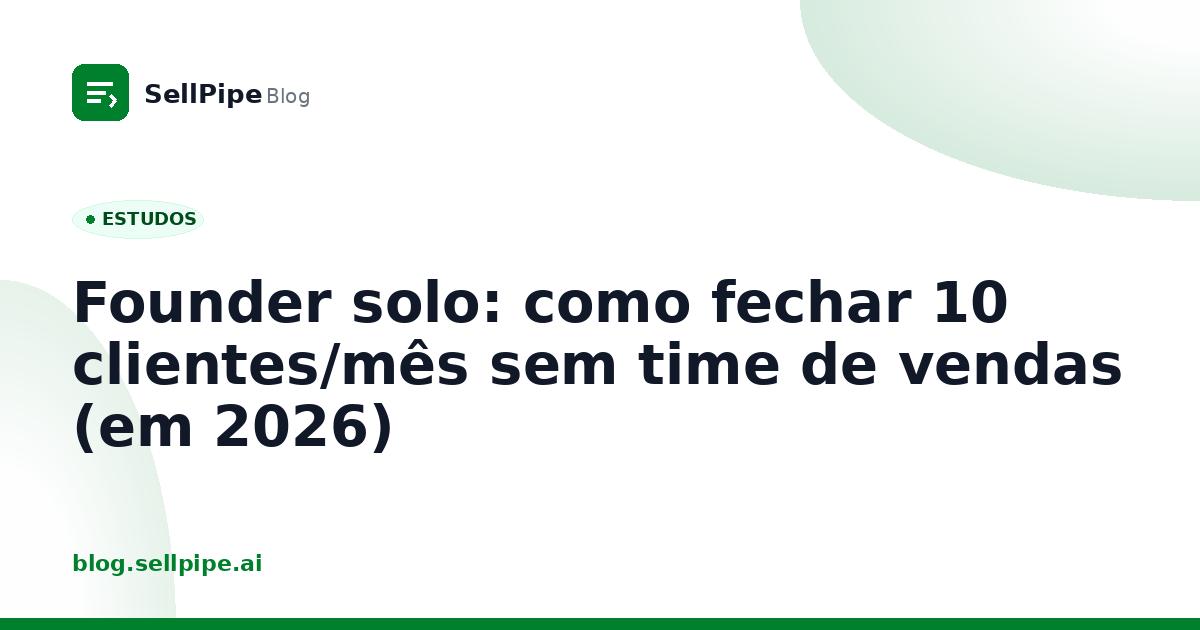 Founder solo: como fechar 10 clientes/mês sem time de vendas (em 2026)
