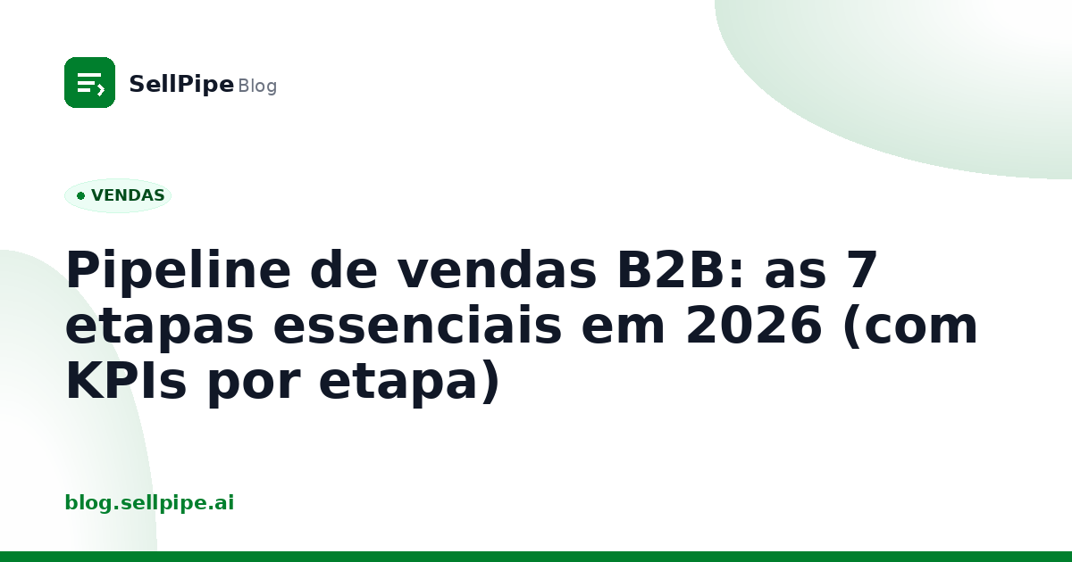 Pipeline de vendas B2B: as 7 etapas essenciais em 2026 (com KPIs por etapa)