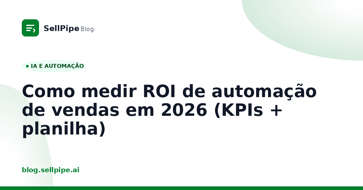 Como medir ROI de automação de vendas em 2026 (KPIs + planilha)