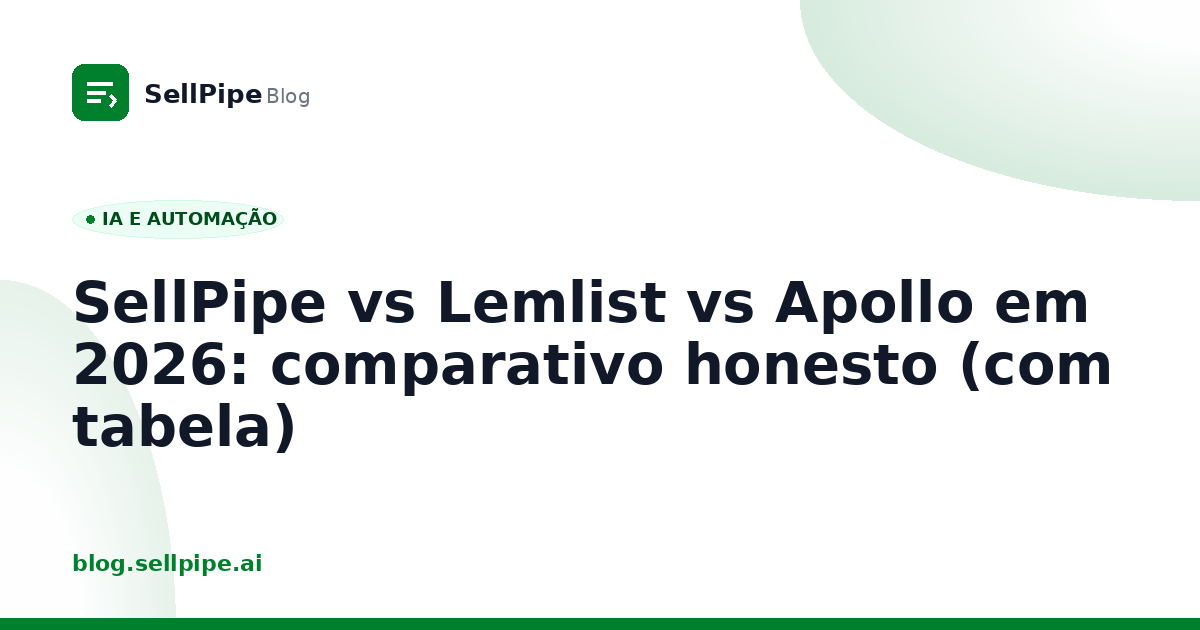 SellPipe vs Lemlist vs Apollo em 2026: comparativo honesto (com tabela)